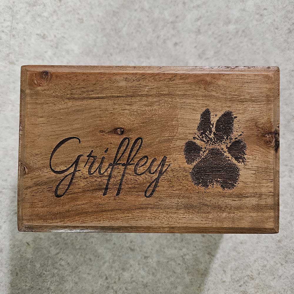 Engraving on Wood Urn